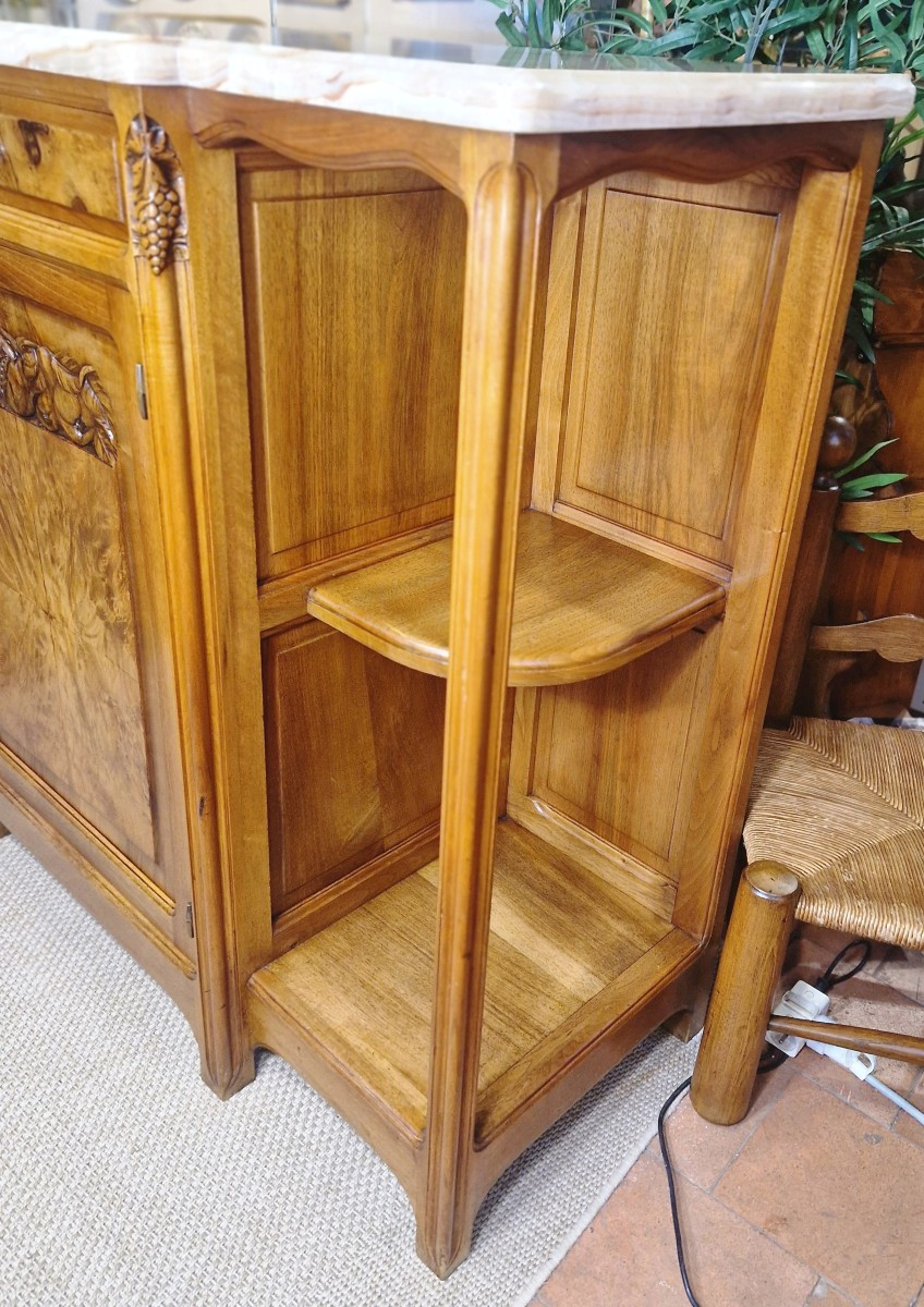 Buffet époque fin Art Nouveau École de Nancy en noyer Gauthier Poinsignon ( non signé)-photo-4