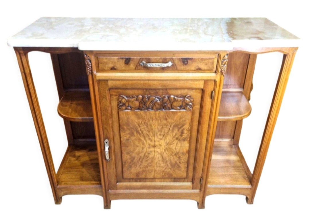 Buffet époque fin Art Nouveau École de Nancy en noyer Gauthier Poinsignon ( non signé)