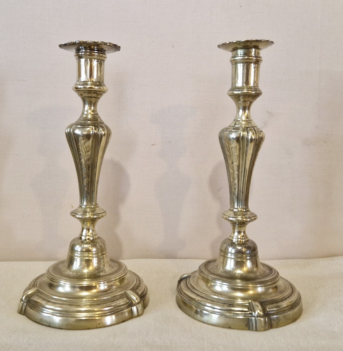 Pair Of 19th-century Gilt Bronze Candlesticks-photo-2