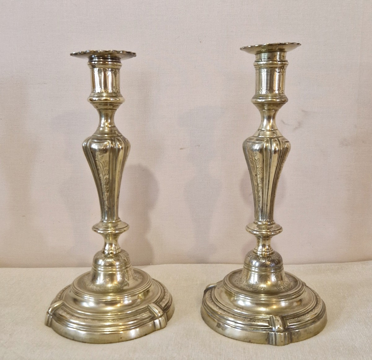Pair Of 19th-century Gilt Bronze Candlesticks-photo-2