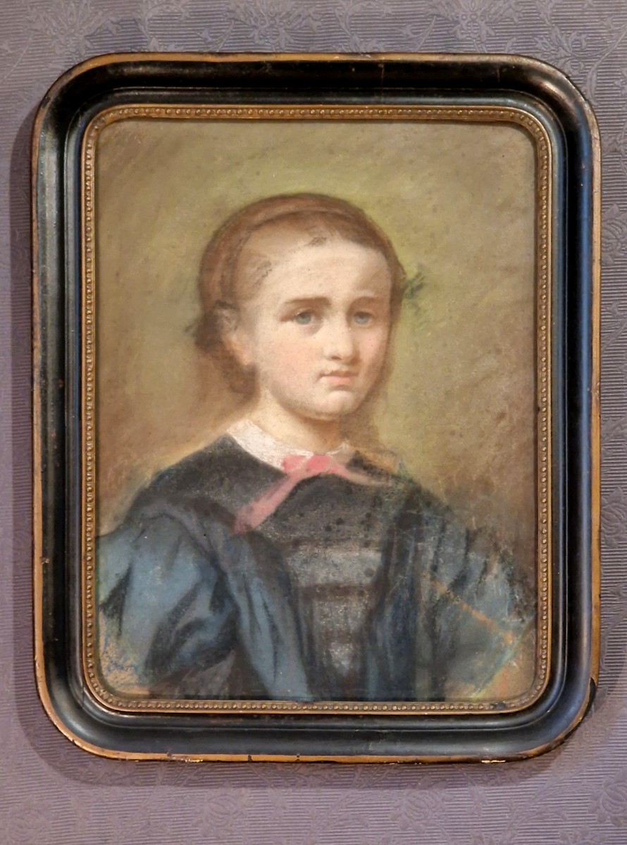 Portrait Of A Young Girl - Pastel, Napoleon III Era-photo-4