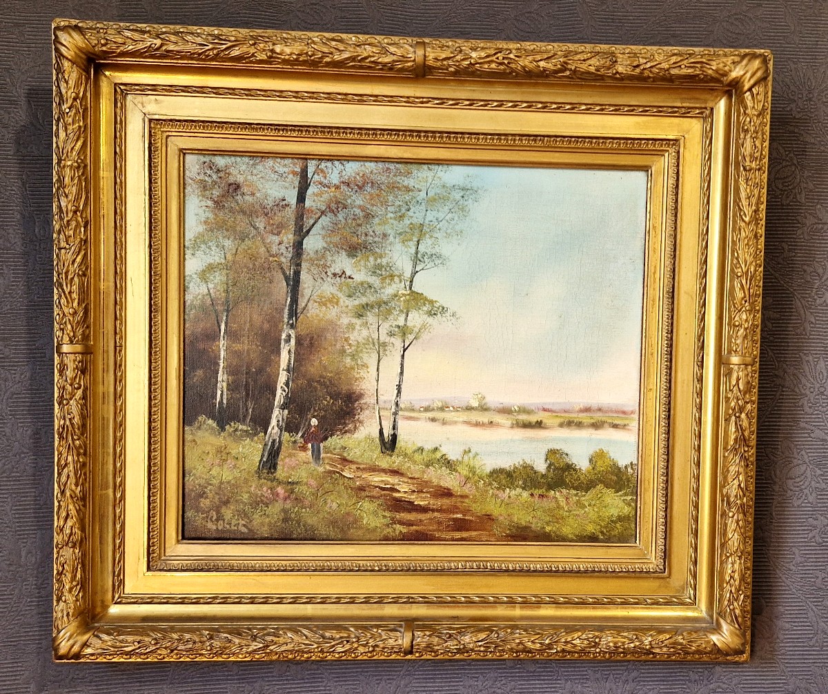 École de Barbizon – Paysage de sous bois signé  Lolet-photo-2