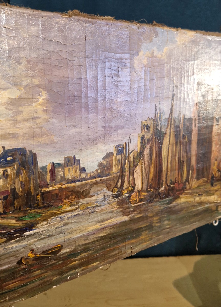 Alfred MONTAGUE (1832-1870) – "Scène animée en bord de fleuve" – XIXe siècle-photo-8