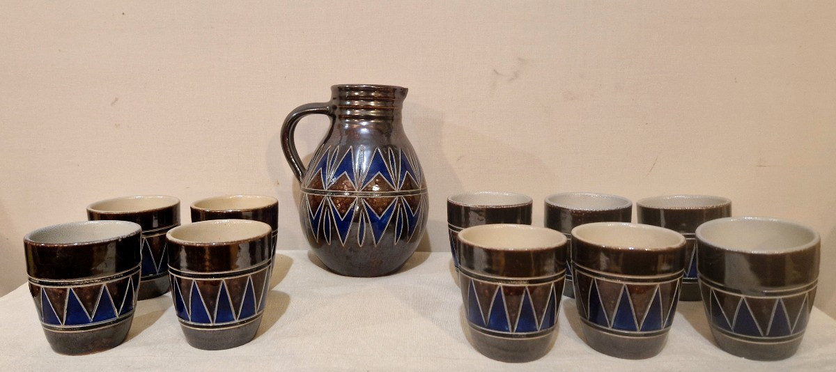 Service à cidre/bière en céramique -art déco -Zoller .-photo-2