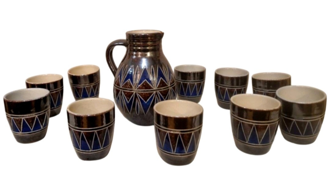 Service à cidre/bière en céramique -art déco -Zoller .