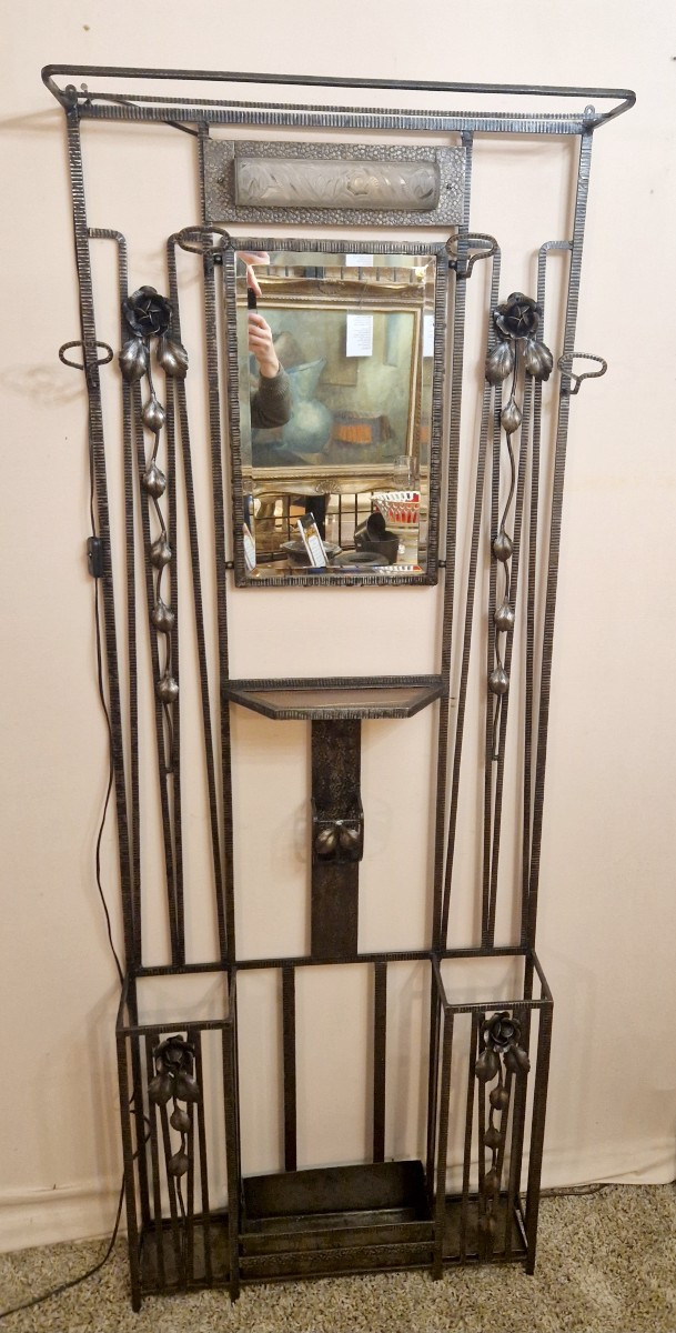 Hammered Wrought Iron Locker - Art Deco - Schneider Glassworks