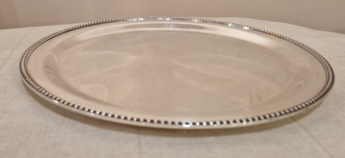 Round Silver Metal Serving Dish/tray-photo-2