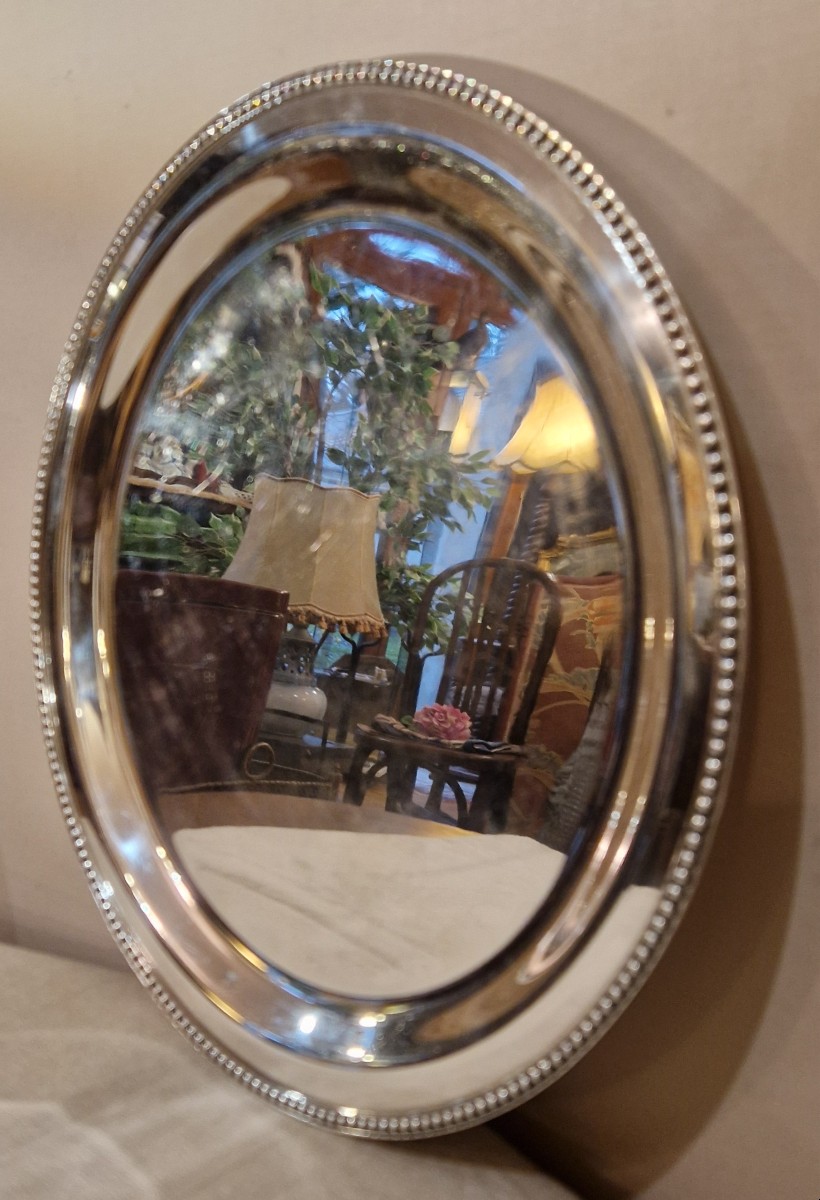 Round Silver Metal Serving Dish/tray-photo-4