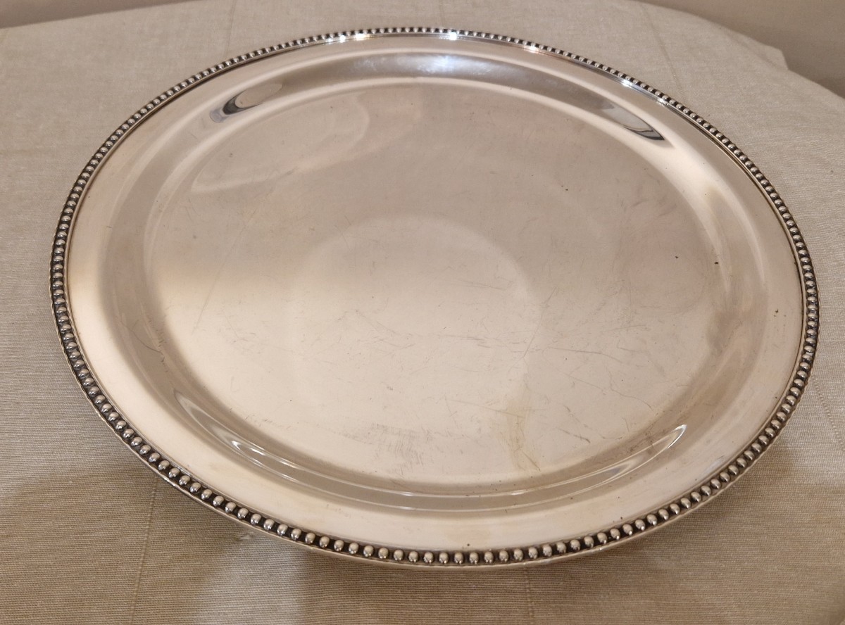 Round Silver Metal Serving Dish/tray