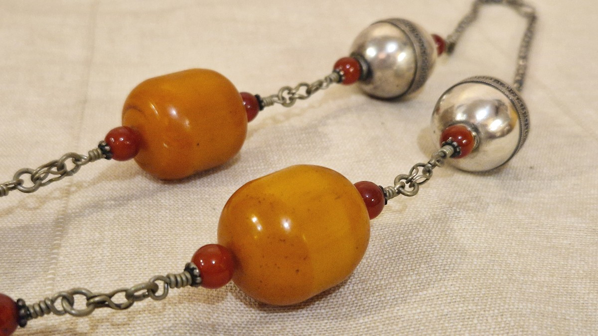 Moroccan Amber Necklace, 19th Century-photo-7