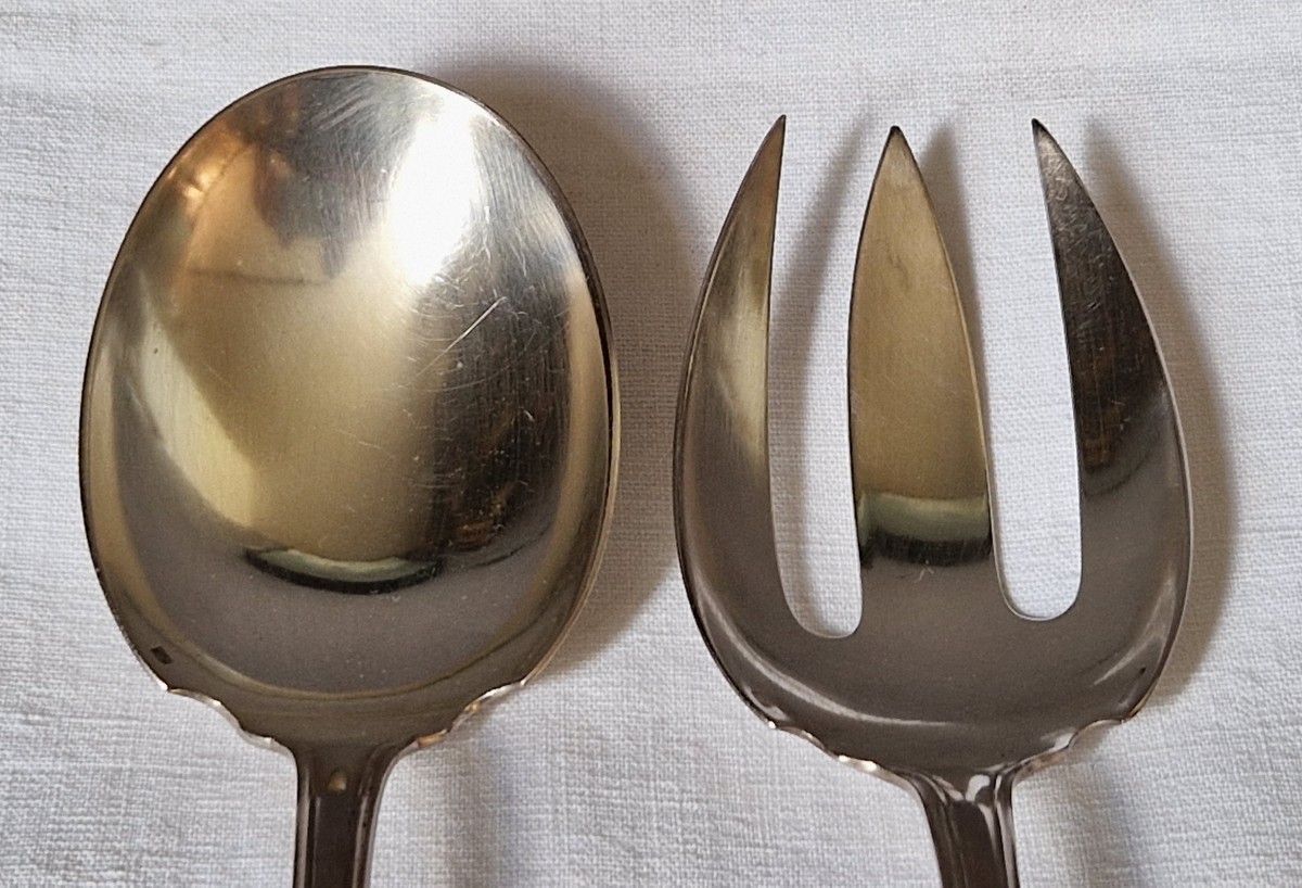 Paire de couvert à salade - métal argent - Christofle-photo-4
