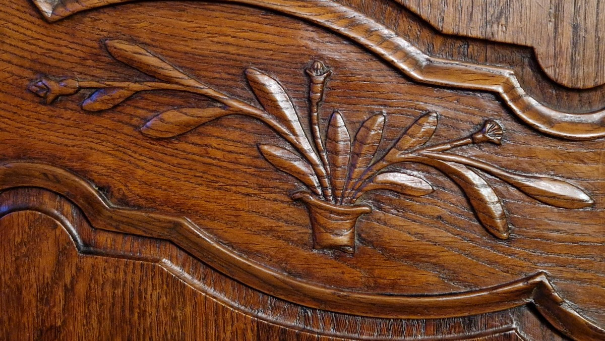 Paire de portes en chêne sculpté XIXe-photo-3