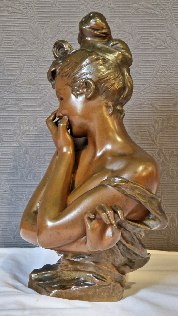 Buste Art Nouveau - Bronze - George Van Sraeten (1856-1941)-photo-4