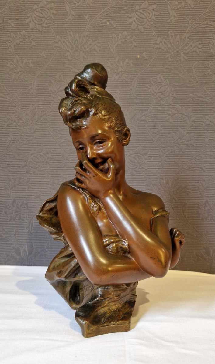 Buste Art Nouveau - Bronze - George Van Sraeten (1856-1941)-photo-5