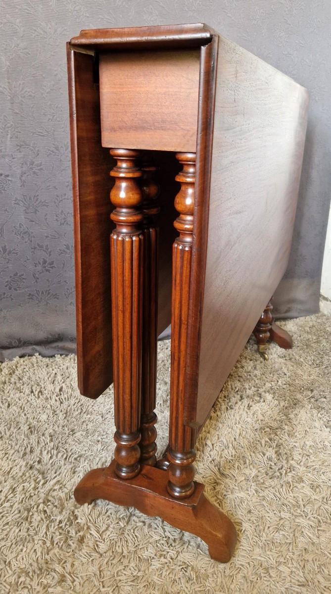 Table gateleg en acajou massif d'époque napoléon III-photo-3