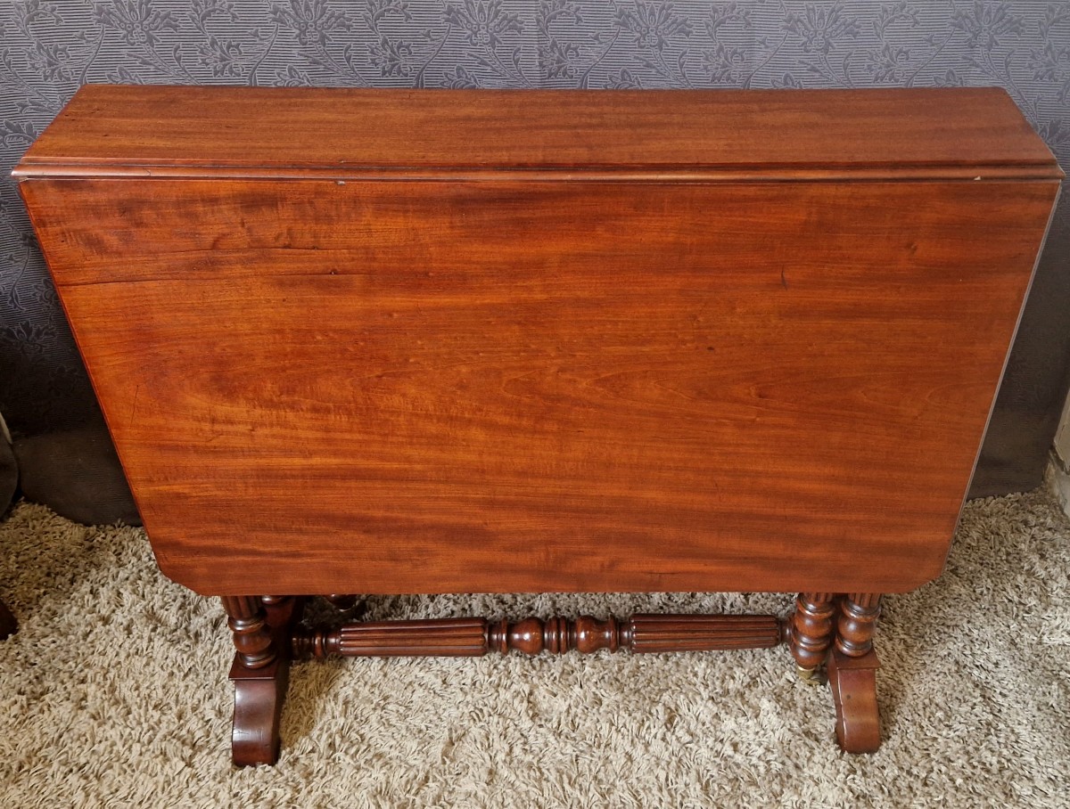 Table gateleg en acajou massif d'époque napoléon III-photo-4