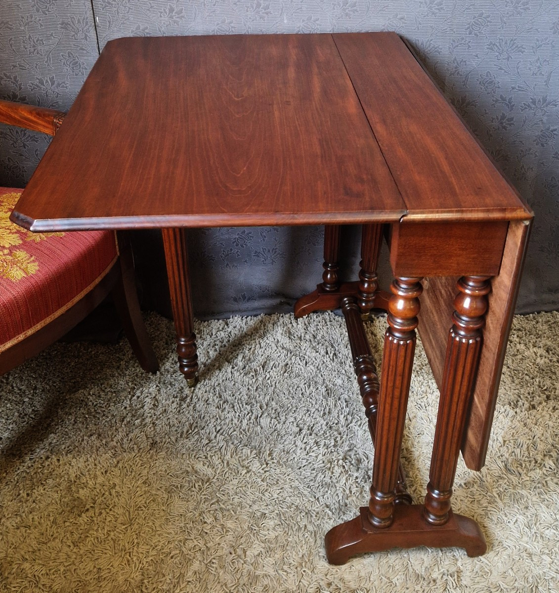 Table gateleg en acajou massif d'époque napoléon III-photo-1