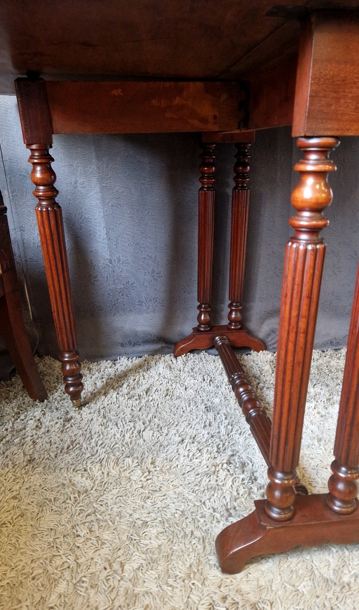 Table gateleg en acajou massif d'époque napoléon III-photo-5