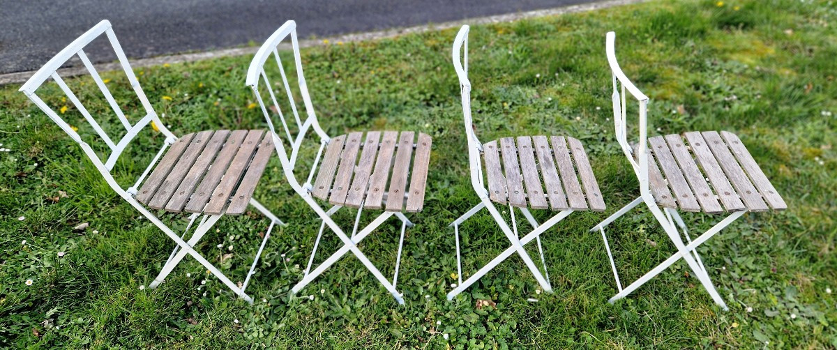 Ensemble de 4 chaises de  salon de jardin -photo-4