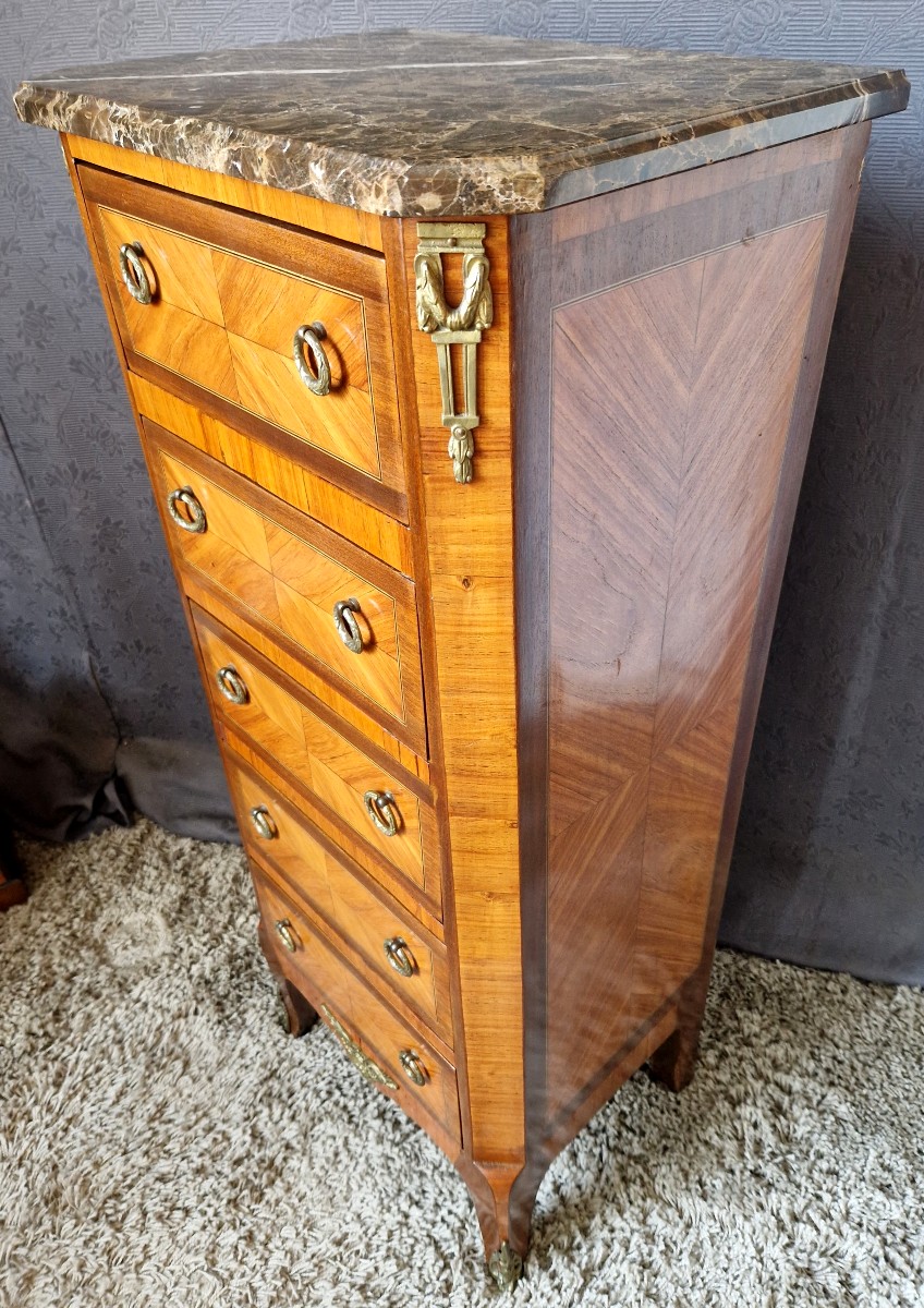5-drawer Chest Of Drawers - Louis XV Transition Style - 19th Century-photo-3