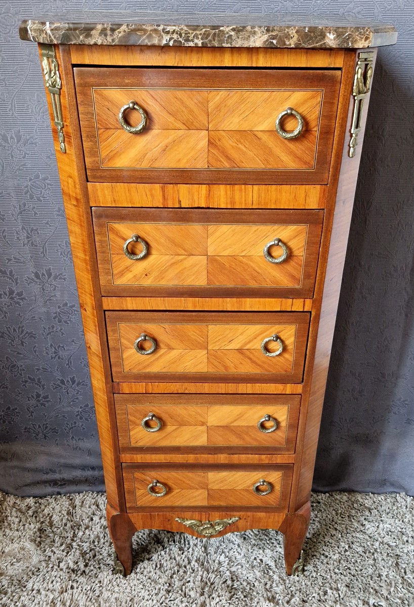 5-drawer Chest Of Drawers - Louis XV Transition Style - 19th Century-photo-4