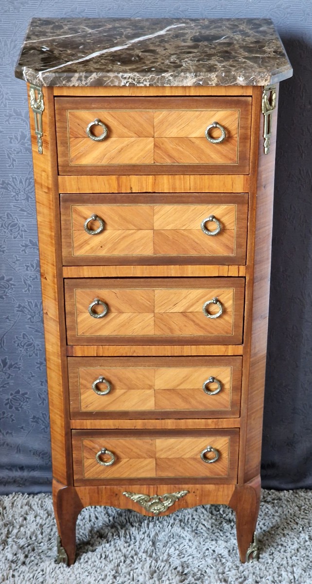 5-drawer Chest Of Drawers - Louis XV Transition Style - 19th Century
