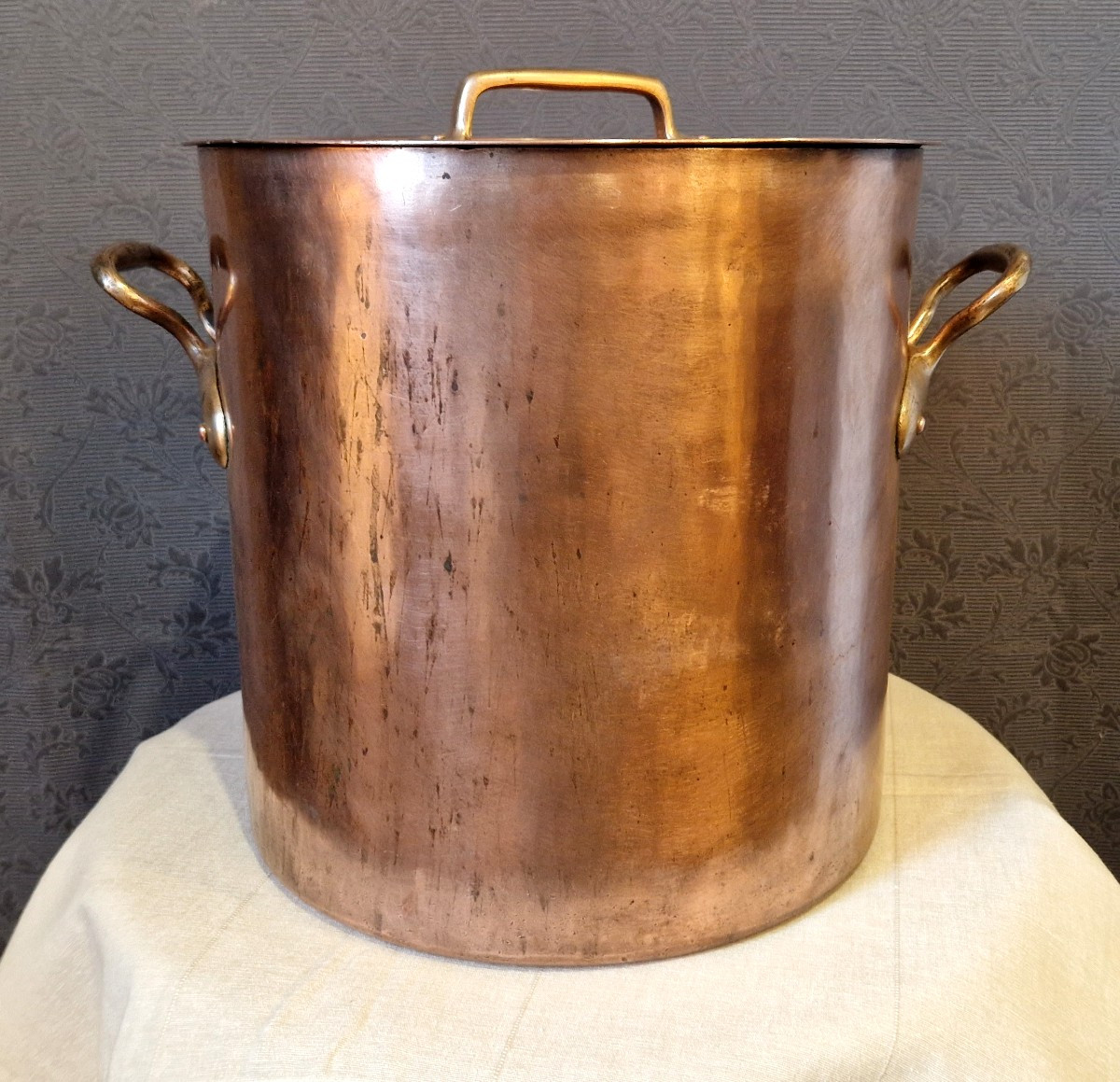 Copper Casserole Dish - Marked "k" And Hallmarked "legry Rue Miromesnil"-photo-4