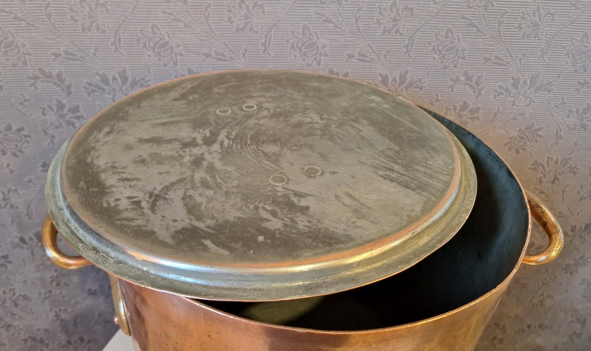 Copper Casserole Dish - Marked "k" And Hallmarked "legry Rue Miromesnil"-photo-6