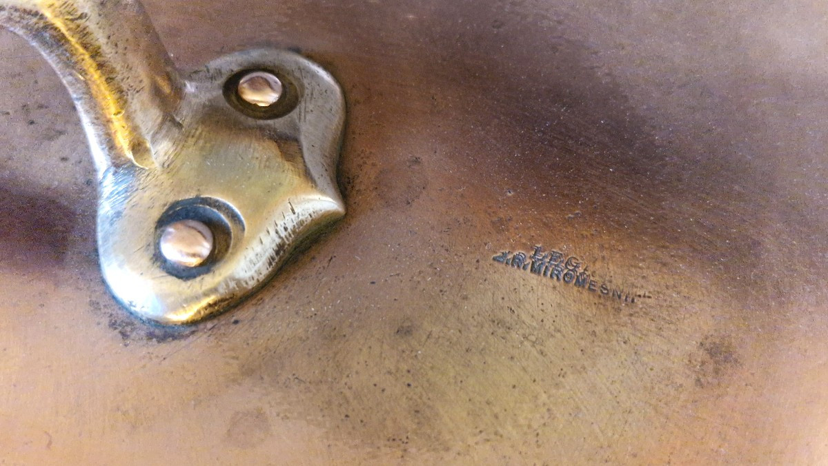 Copper Casserole Dish - Marked "k" And Hallmarked "legry Rue Miromesnil"-photo-7