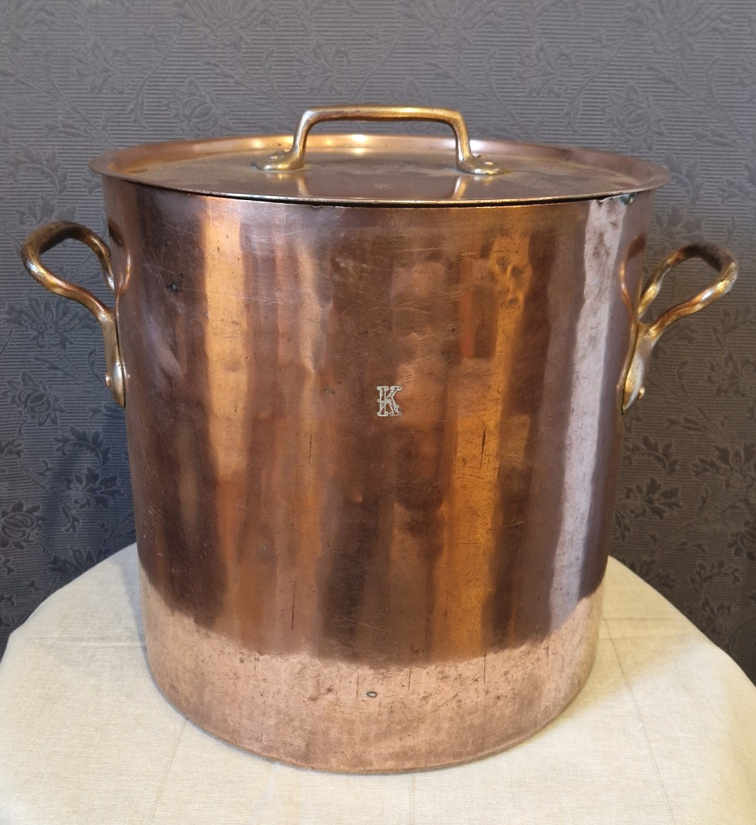 Copper Casserole Dish - Marked "k" And Hallmarked "legry Rue Miromesnil"
