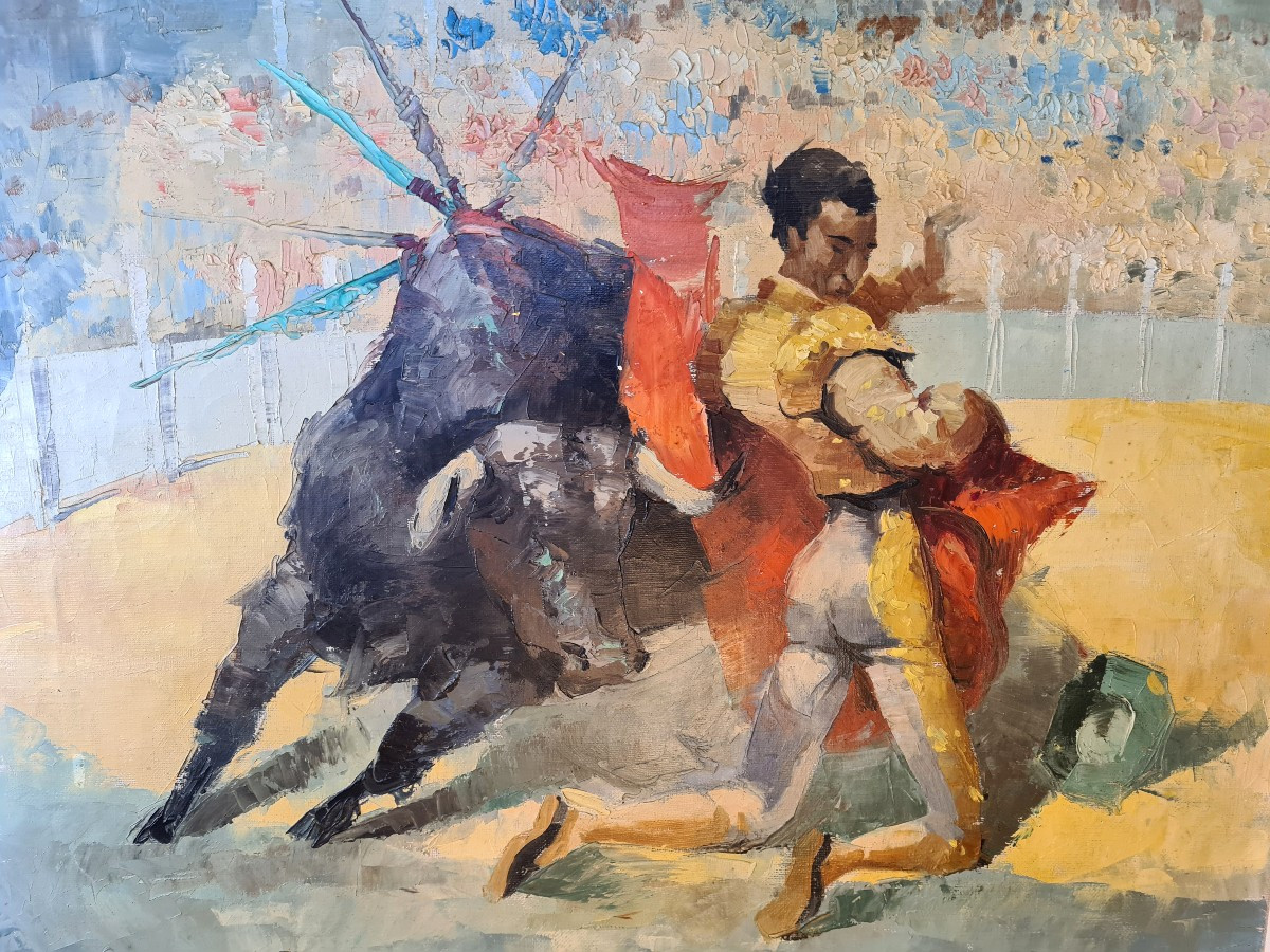 Alipio PÉREZ – Portrait de Toréador – Huile sur toile-photo-2