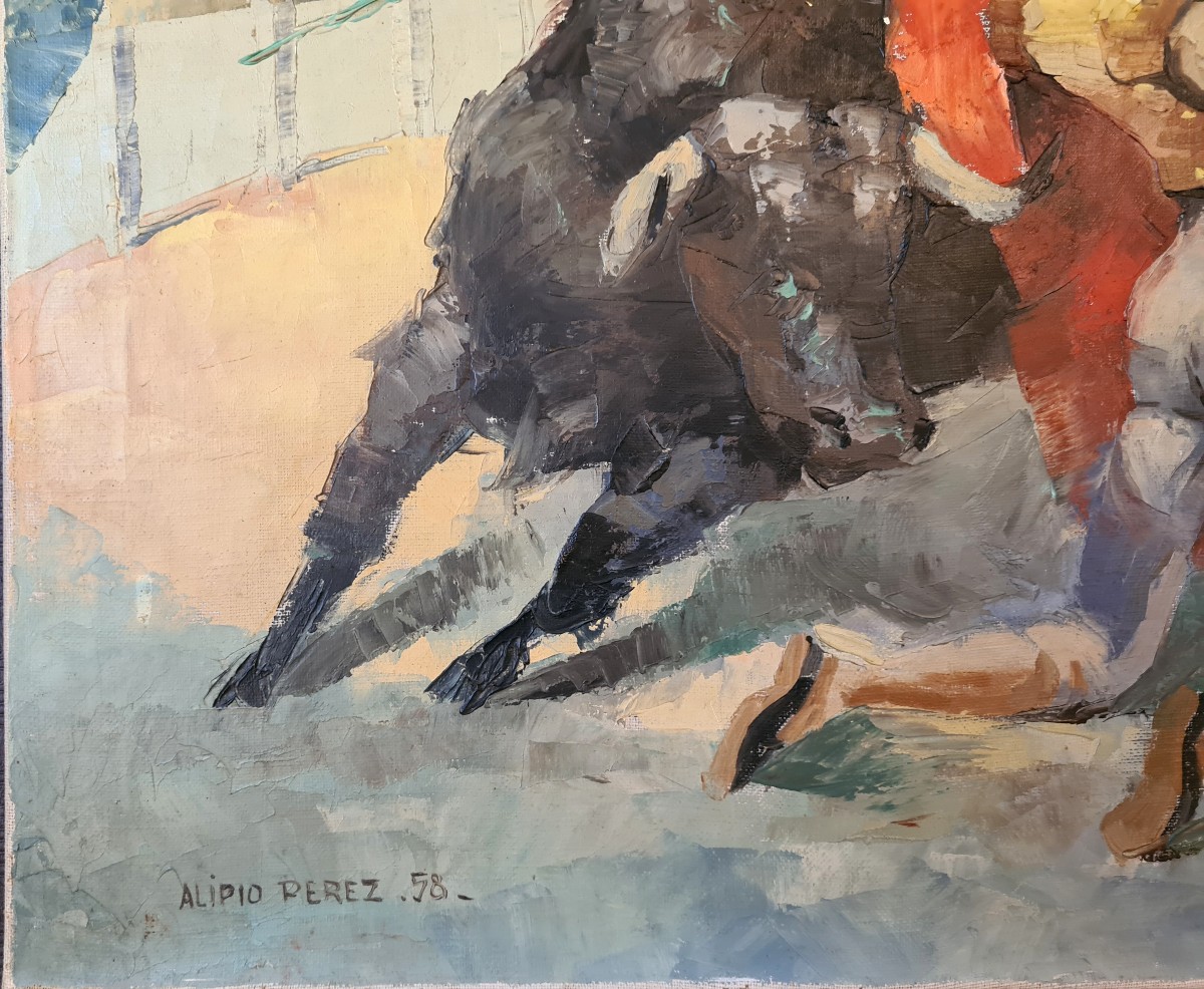Alipio PÉREZ – Portrait de Toréador – Huile sur toile-photo-2