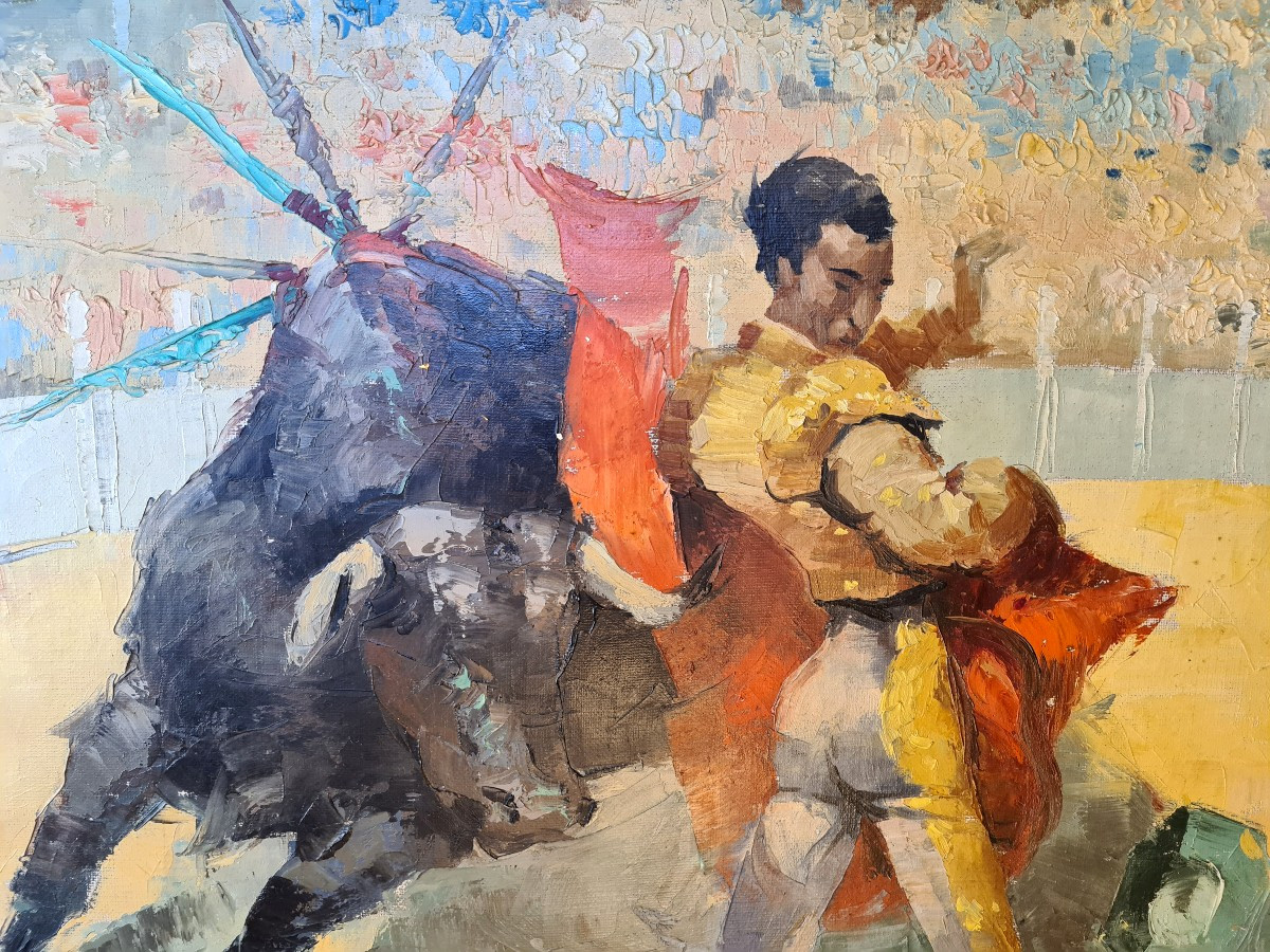 Alipio PÉREZ – Portrait de Toréador – Huile sur toile-photo-3