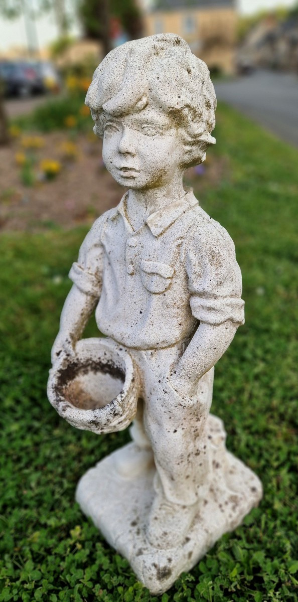 Child Statue In Reconstituted Stone 20th Century-photo-2