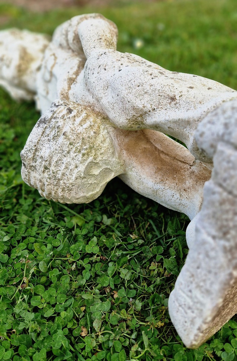 Child Statue In Reconstituted Stone 20th Century-photo-5