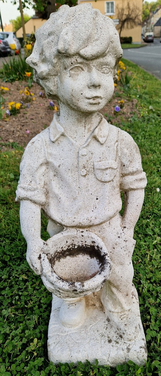 Child Statue In Reconstituted Stone 20th Century