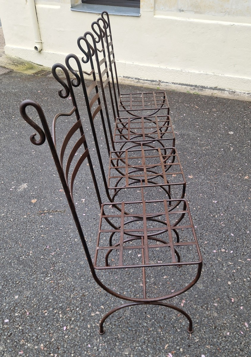Ensemble de 4 chaises de jardin en fer XXe-photo-4