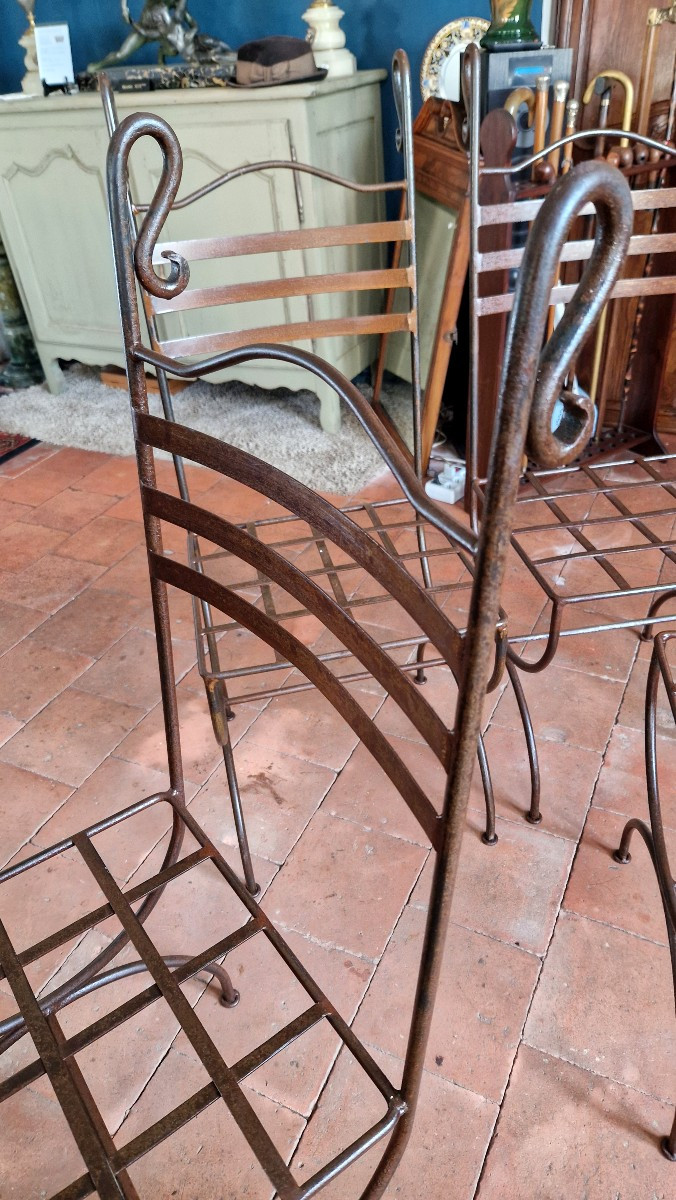 Ensemble de 4 chaises de jardin en fer XXe-photo-7
