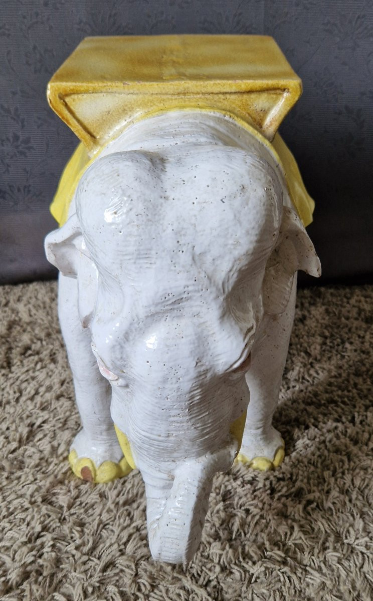 Eléphant tabouret -sellette  céramique-photo-4