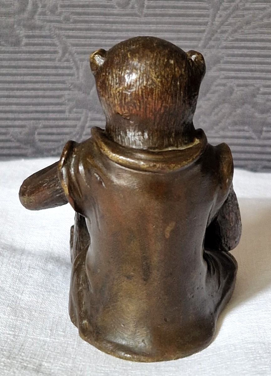 Bronze Singe Assis  Par Edouard Enot-photo-1
