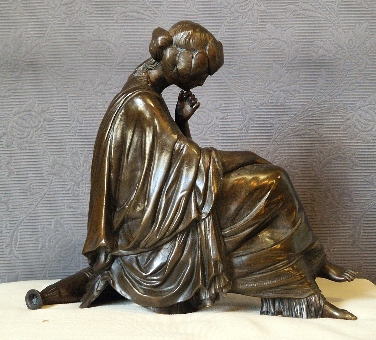 Femme drapée  assise - bronze XIX-ème - James PRADIER (1790-1852)-photo-2