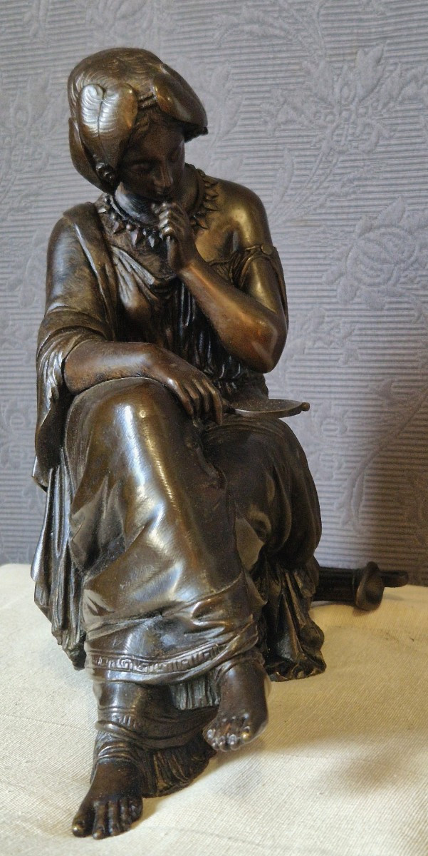 Femme drapée  assise - bronze XIX-ème - James PRADIER (1790-1852)-photo-3