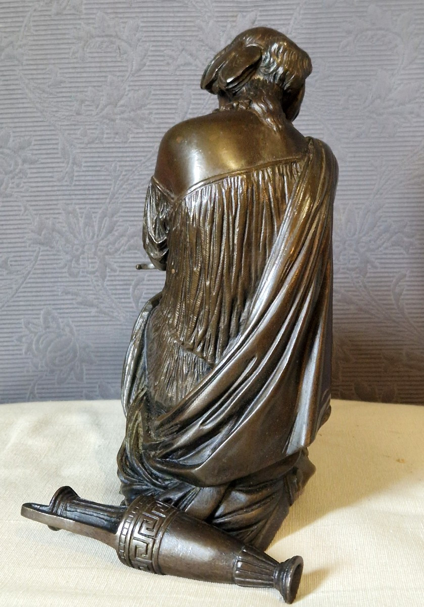 Femme drapée  assise - bronze XIX-ème - James PRADIER (1790-1852)-photo-4