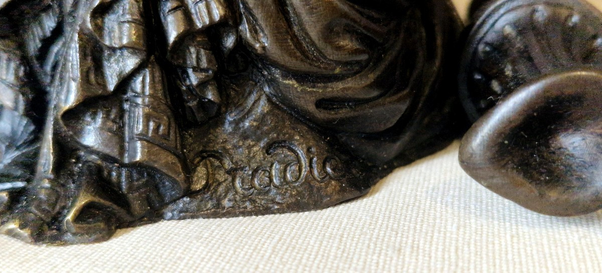 Femme drapée  assise - bronze XIX-ème - James PRADIER (1790-1852)-photo-1