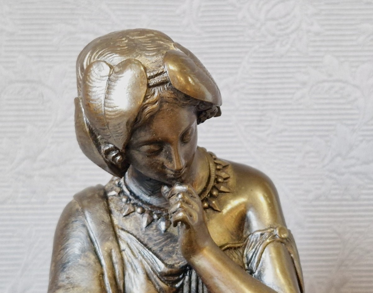 Femme drapée  assise - bronze XIX-ème - James PRADIER (1790-1852)-photo-2