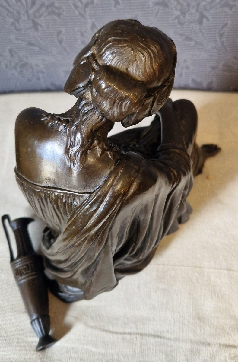 Femme drapée  assise - bronze XIX-ème - James PRADIER (1790-1852)-photo-3