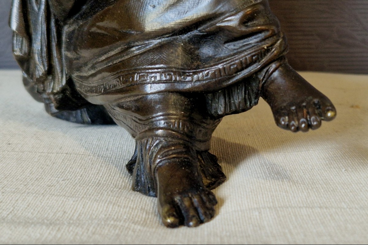 Femme drapée  assise - bronze XIX-ème - James PRADIER (1790-1852)-photo-4