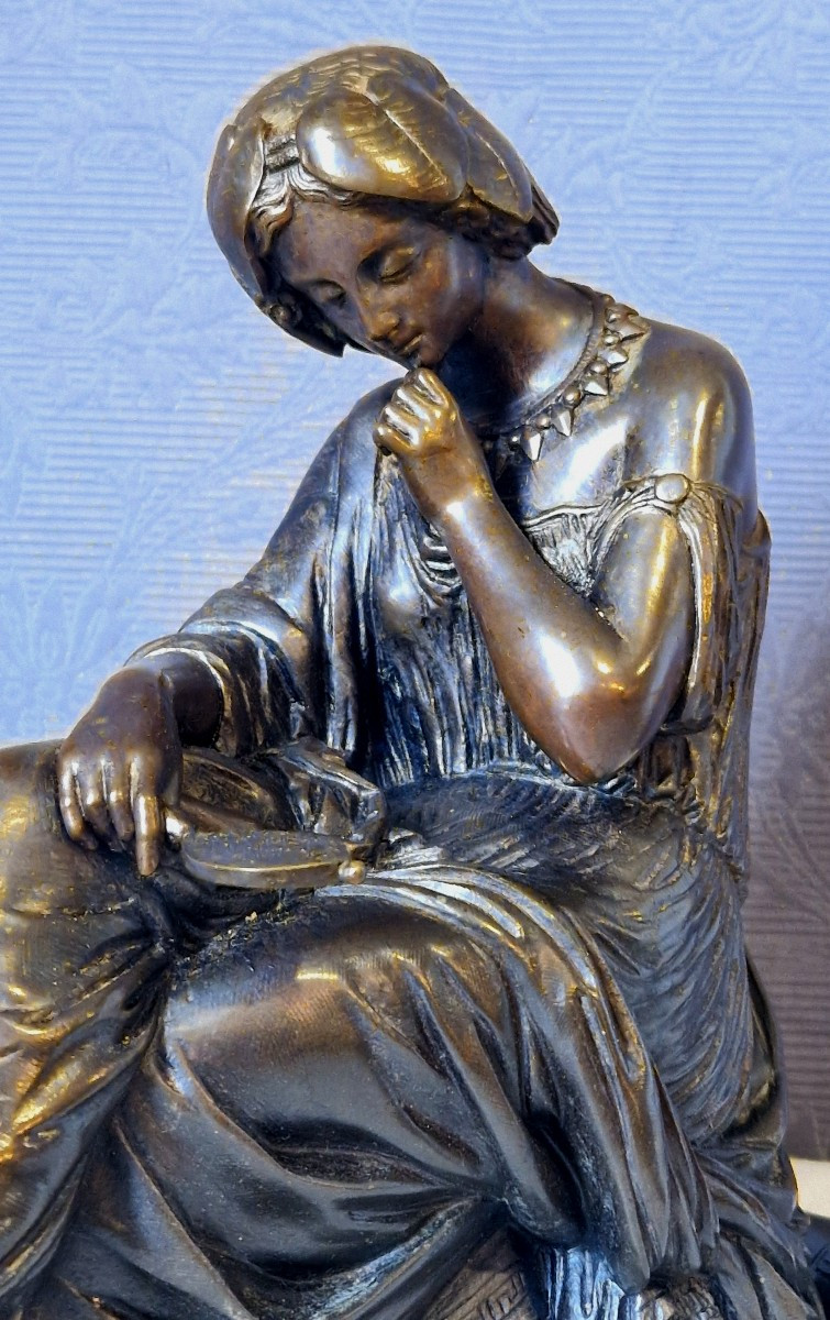 Femme drapée  assise - bronze XIX-ème - James PRADIER (1790-1852)-photo-6