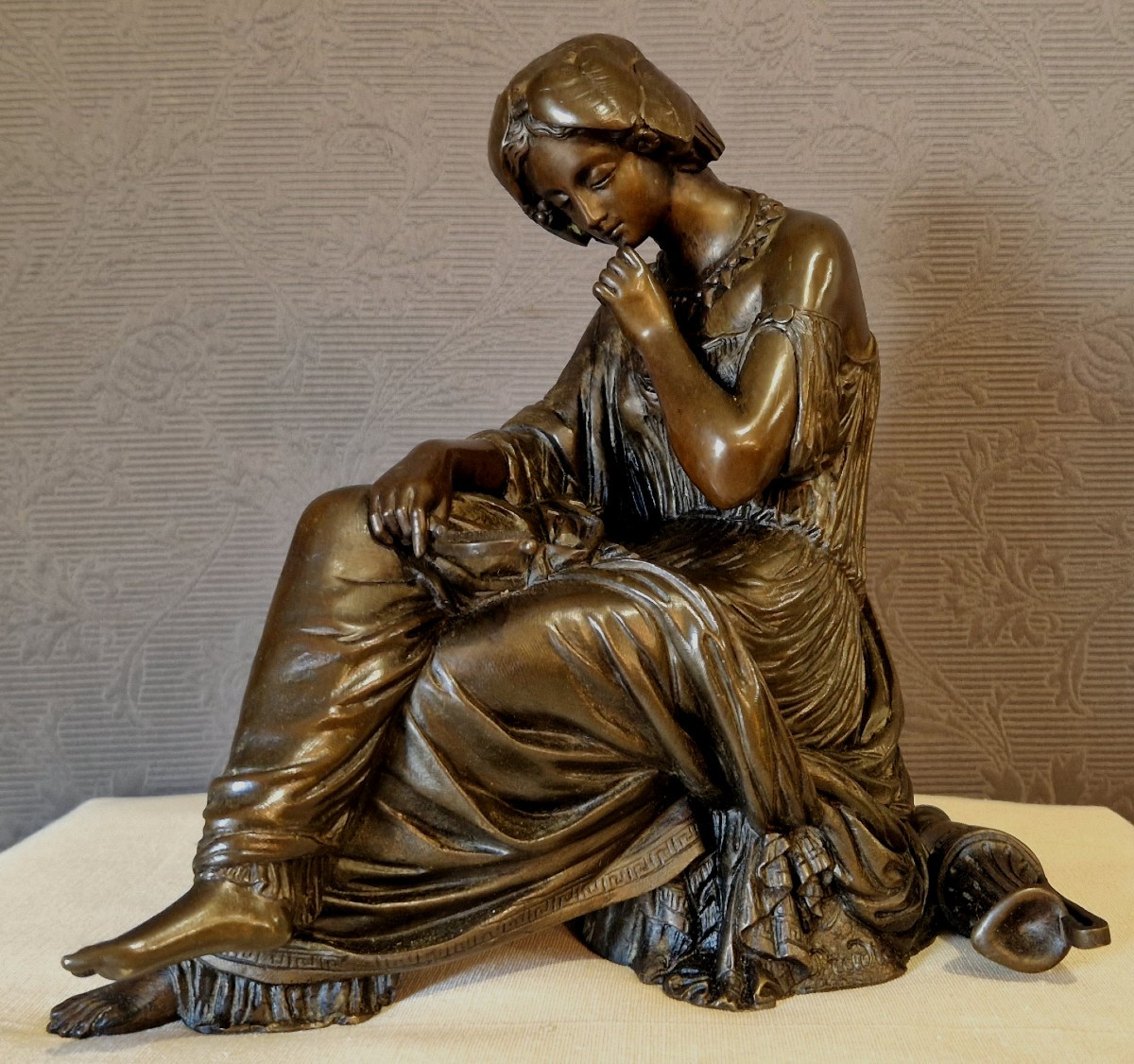 Femme drapée  assise - bronze XIX-ème - James PRADIER (1790-1852)-photo-8