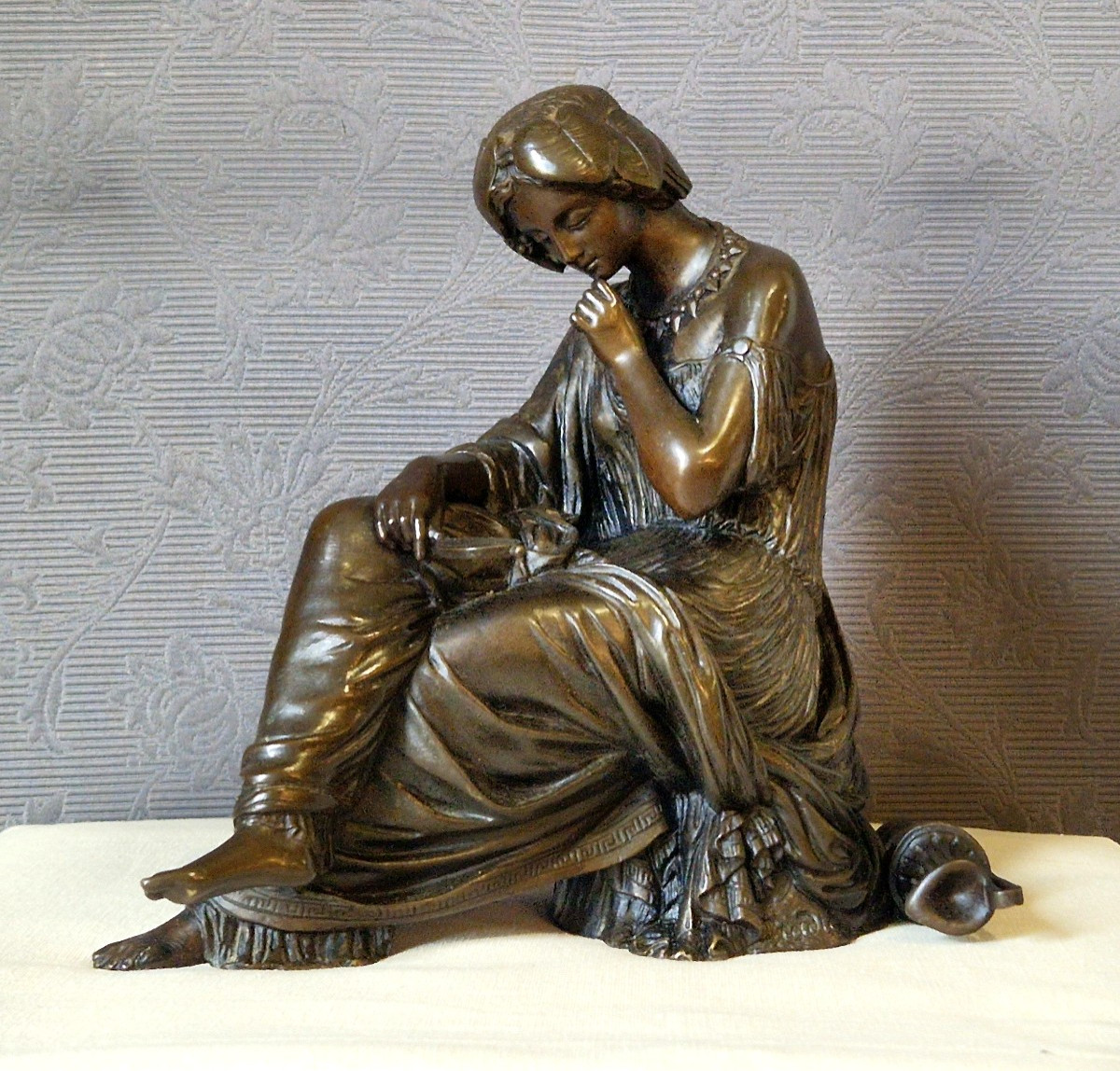 Femme drapée  assise - bronze XIX-ème - James PRADIER (1790-1852)